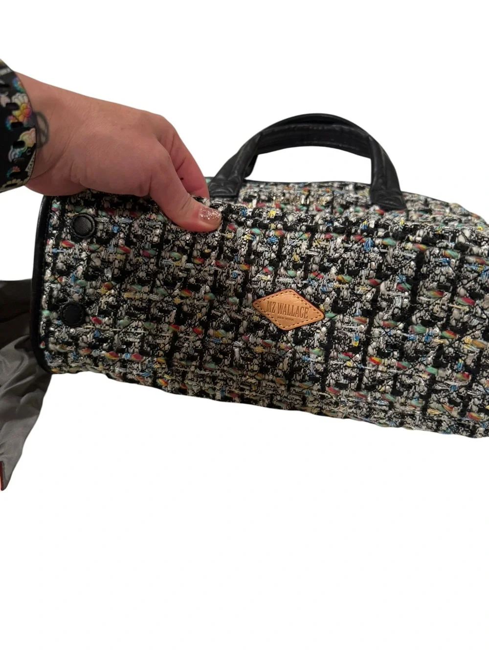 MZ Wallace Medium Bouclé Box Tote Multicolor Tweed Crossbody